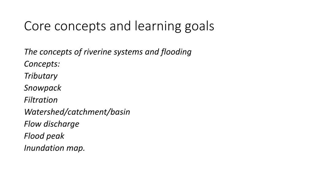 core concepts and learning goals