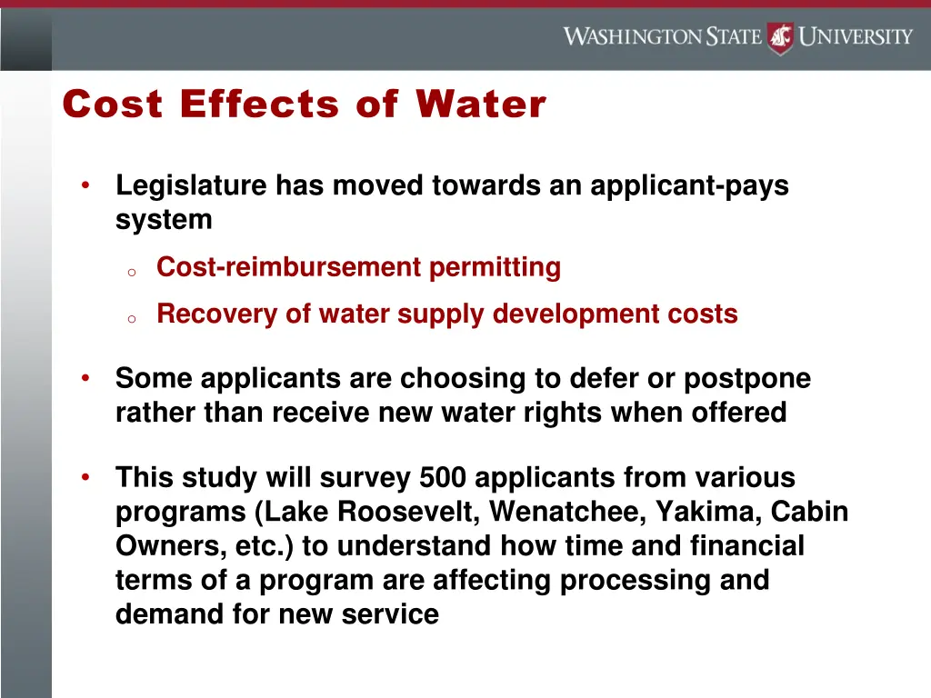 cost effects of water