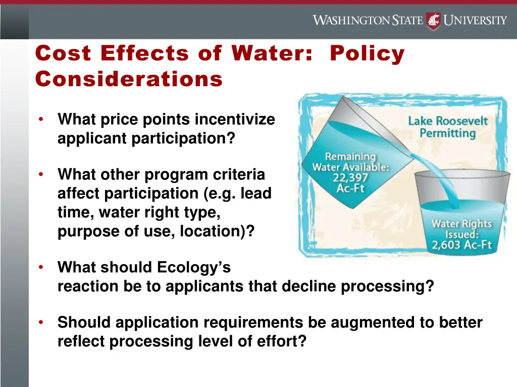 cost effects of water policy considerations