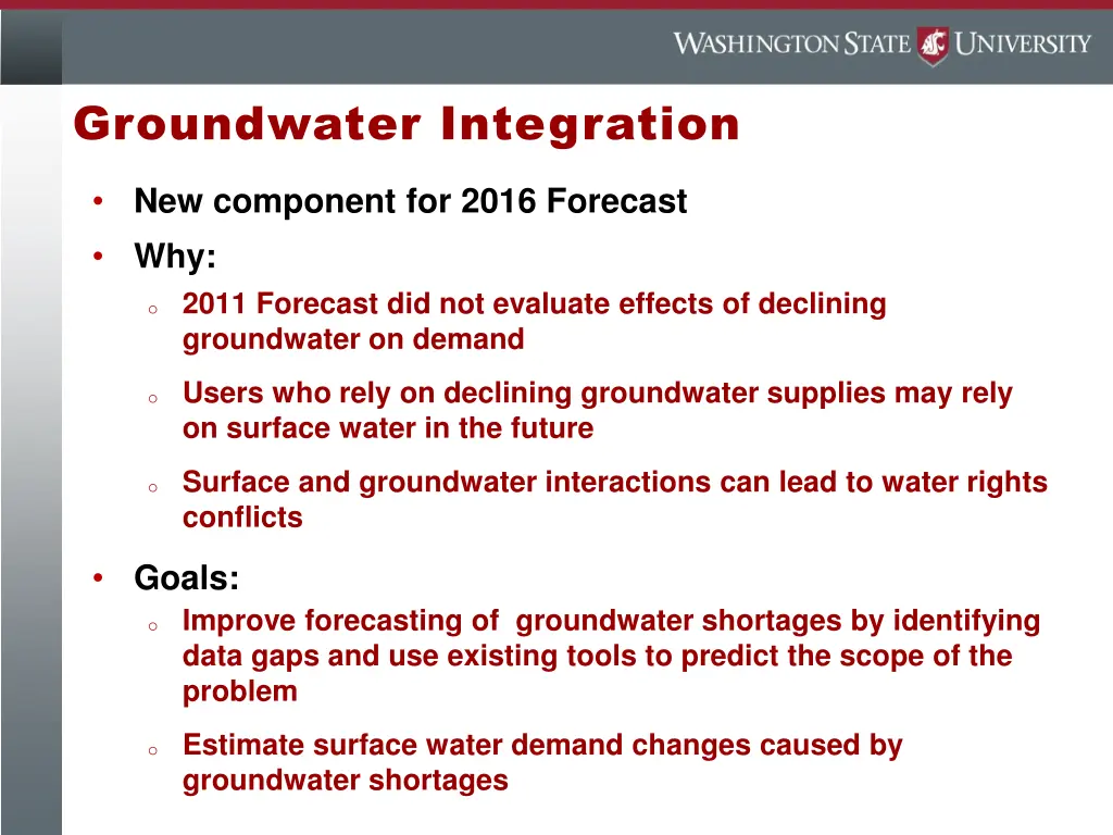 groundwater integration