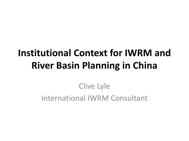 institutional context for iwrm and river basin