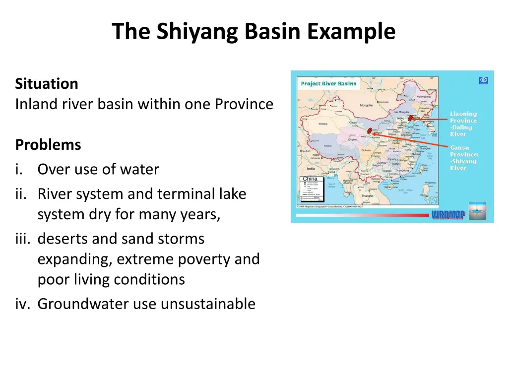 the shiyang basin example