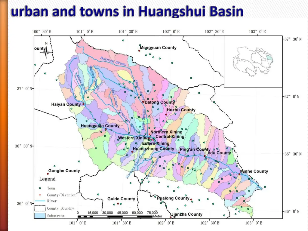 urban and towns in huangshui basin