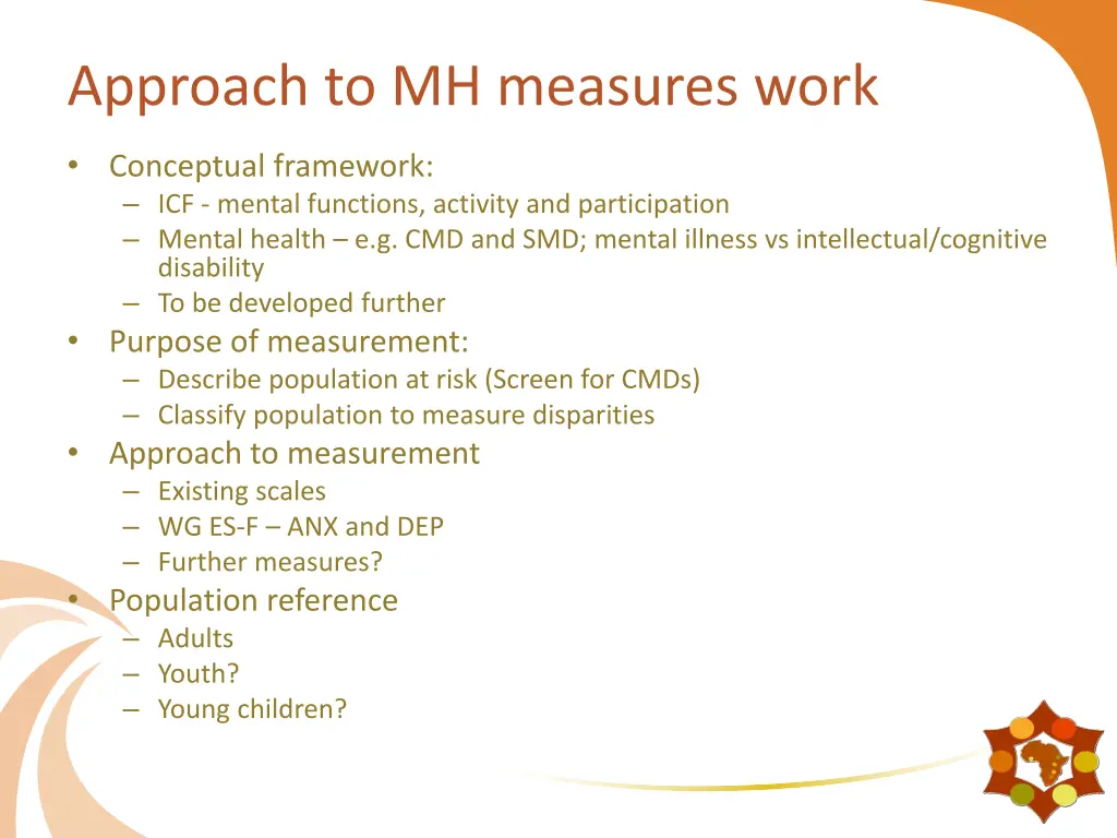 approach to mh measures work