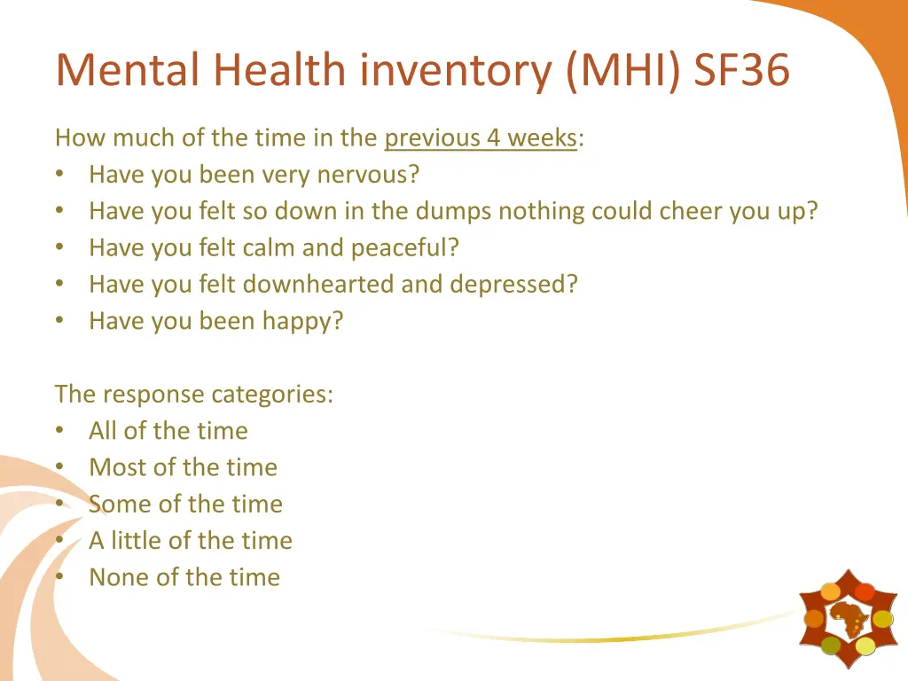 mental health inventory mhi sf36