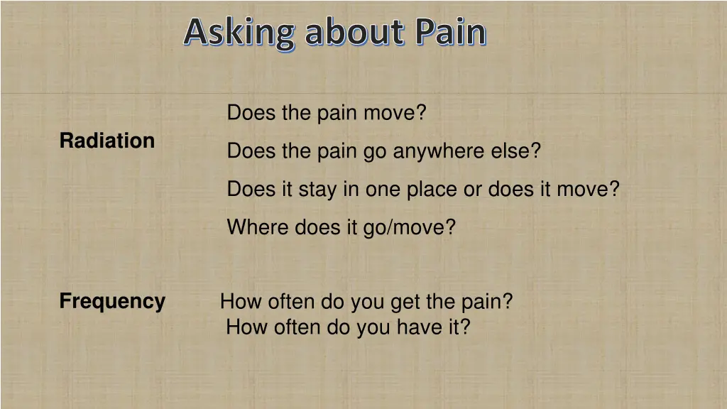 asking about pain 1