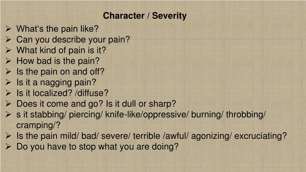 character severity