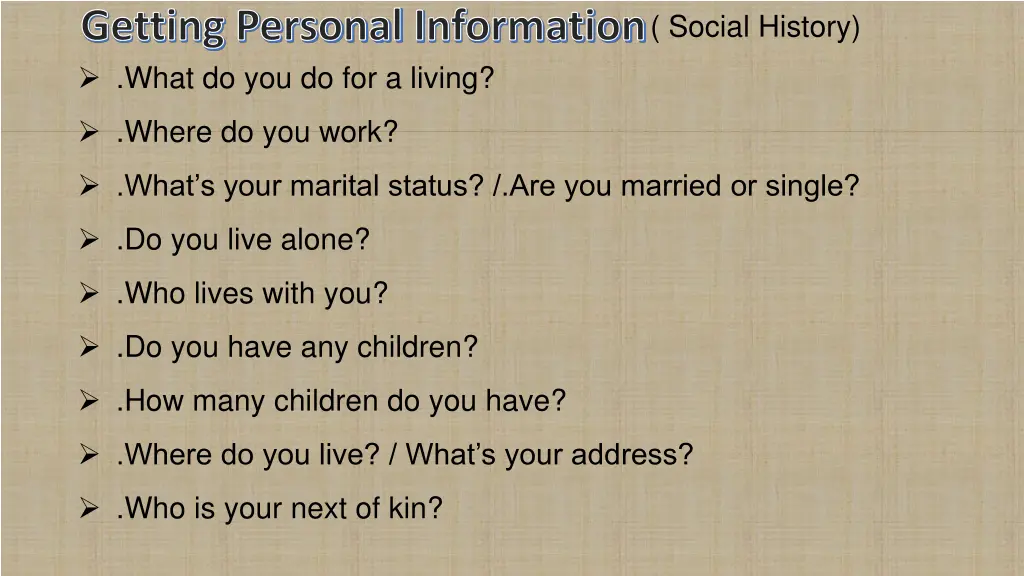 getting personal information 1