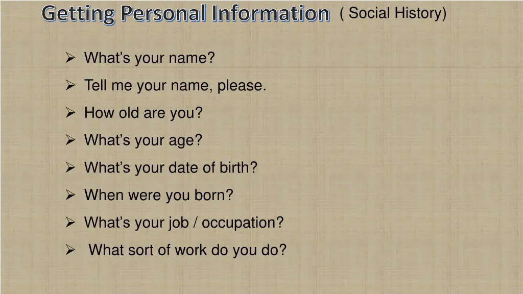 getting personal information