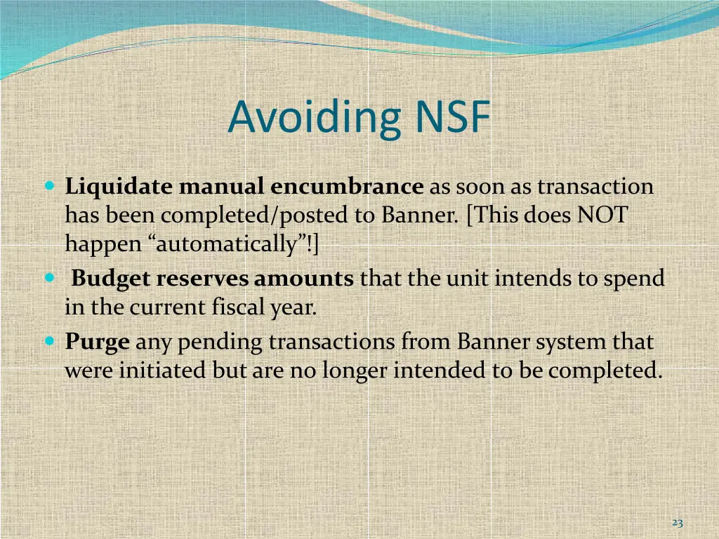 avoiding nsf 2