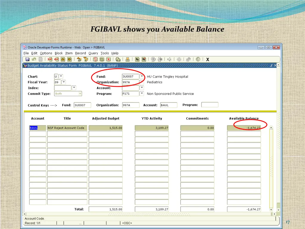 fgibavl shows you available balance