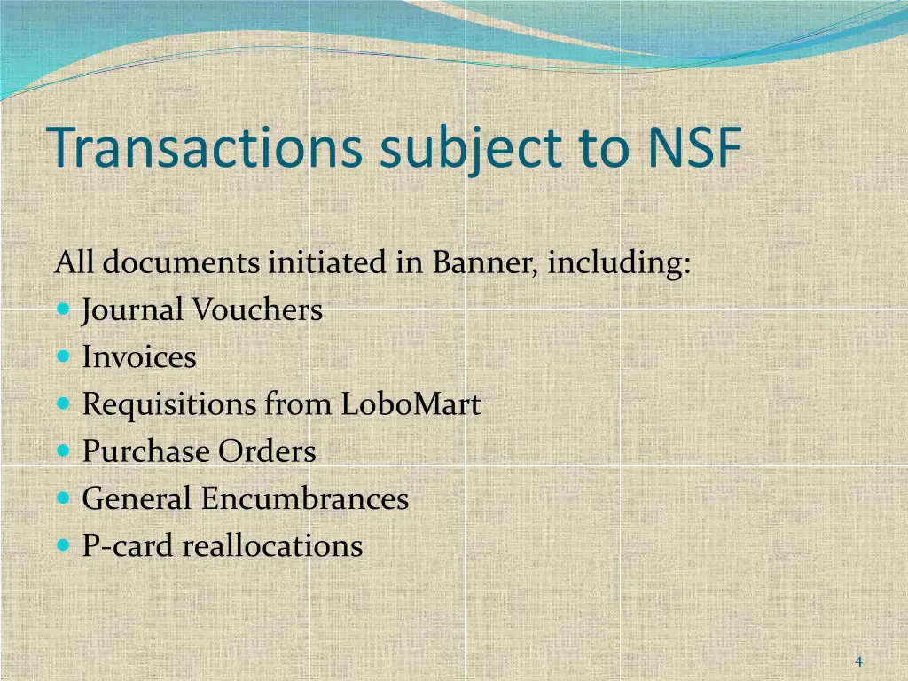 transactions subject to nsf