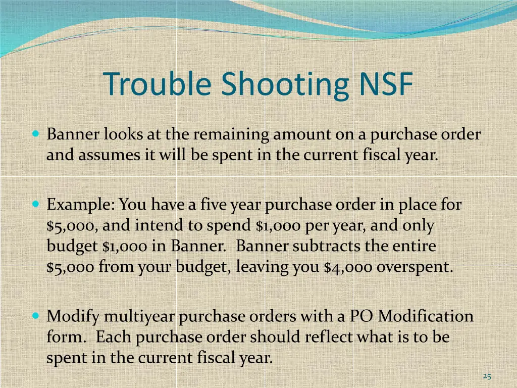 trouble shooting nsf 1