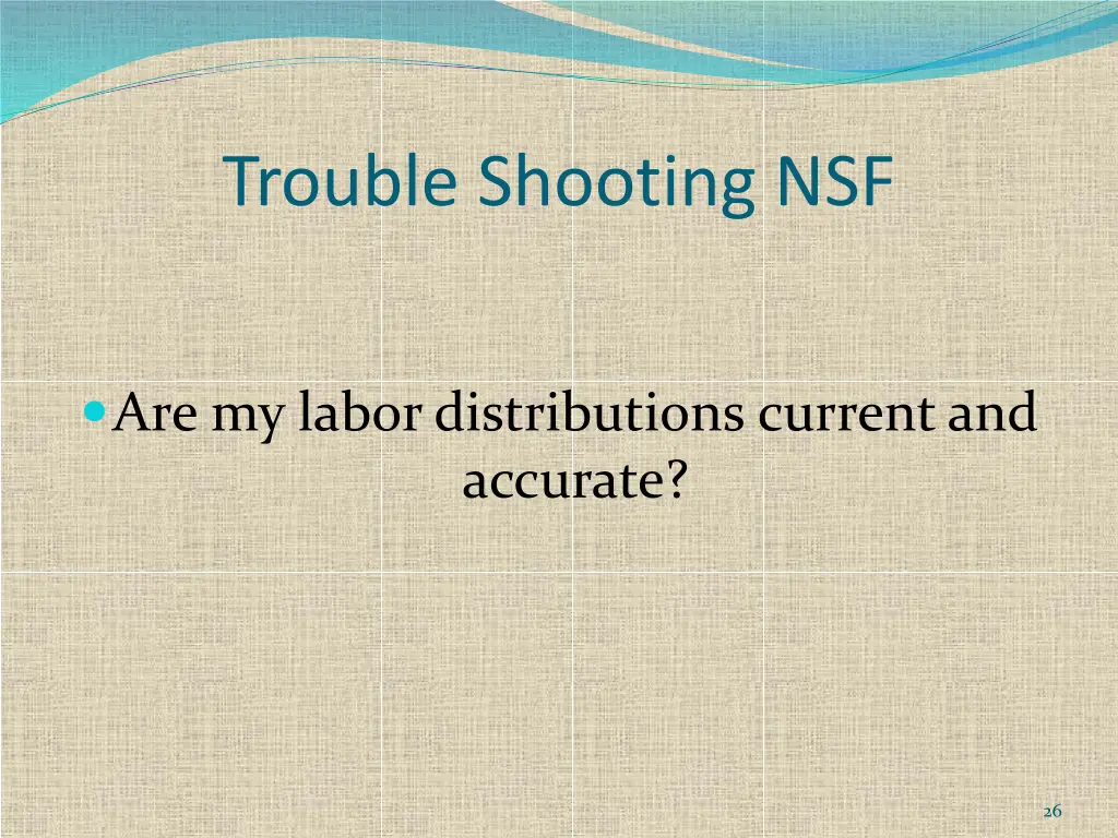 trouble shooting nsf 2