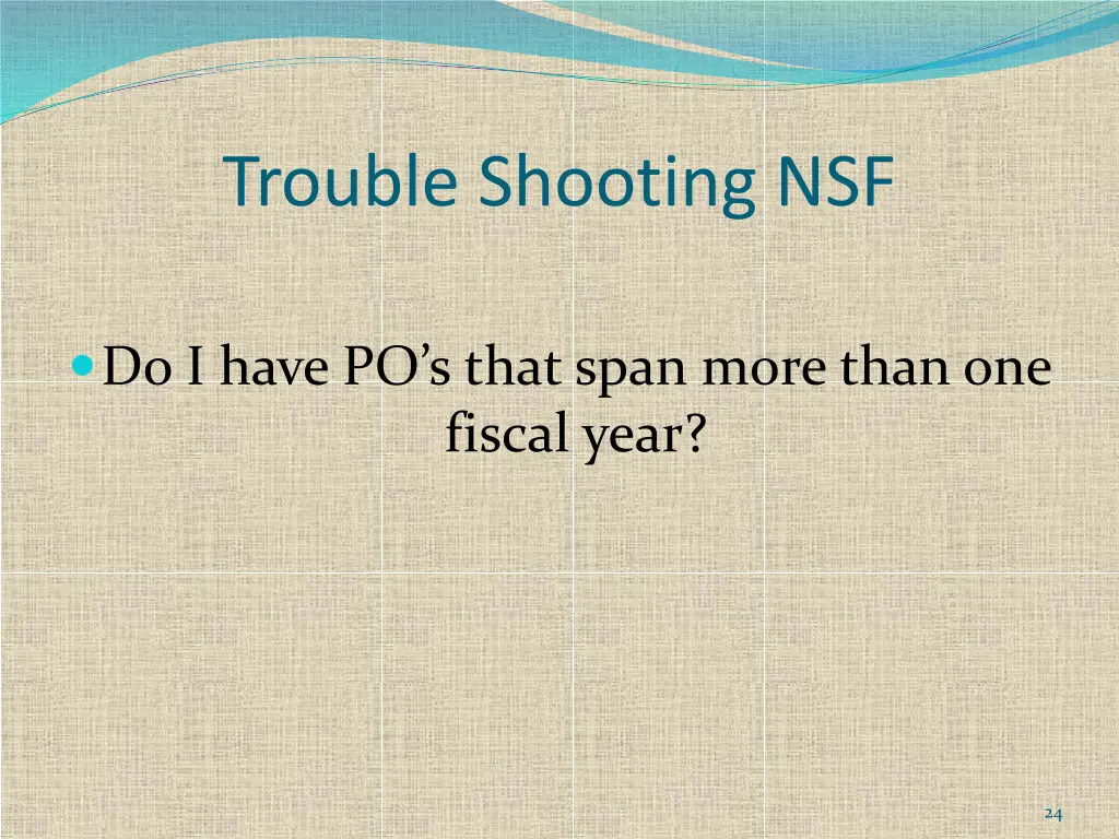 trouble shooting nsf