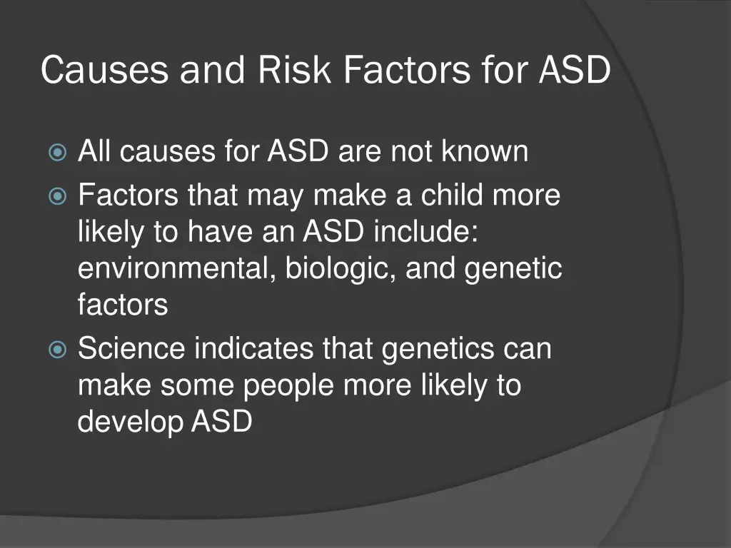 causes and risk factors for asd