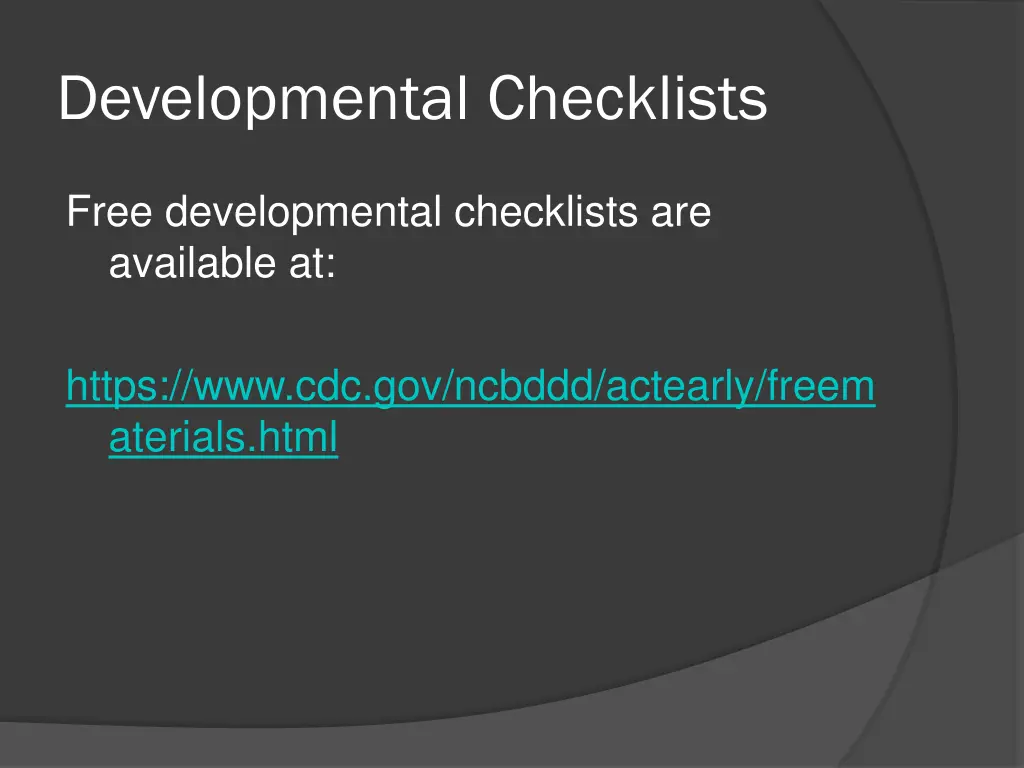 developmental checklists