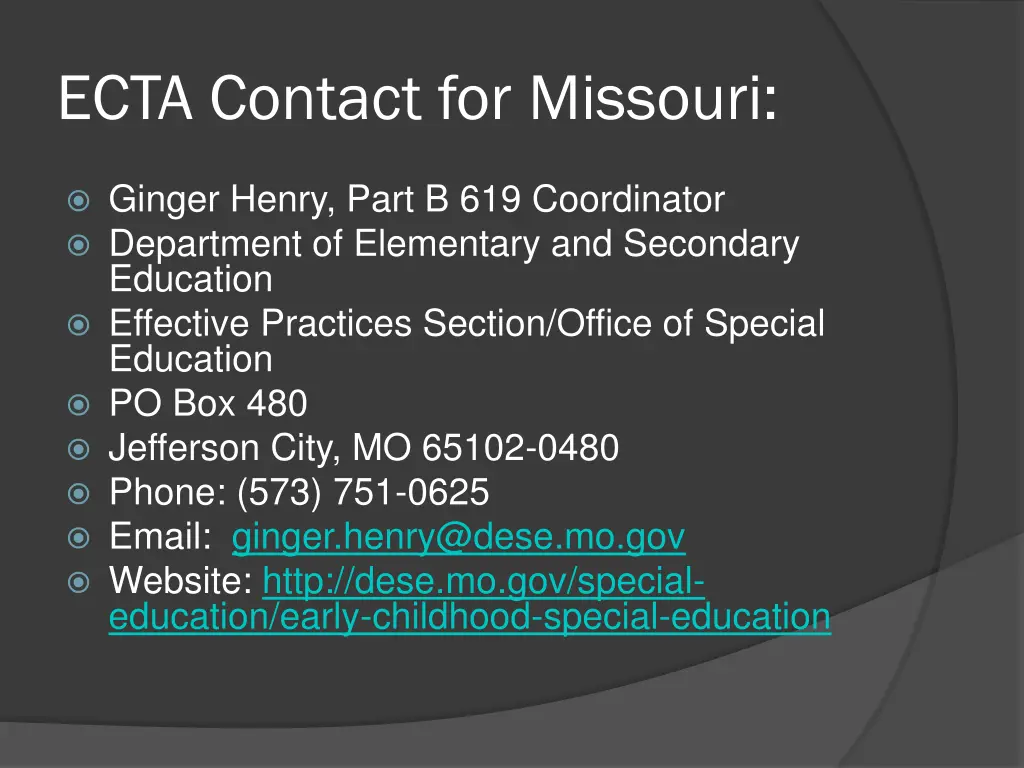 ecta contact for missouri