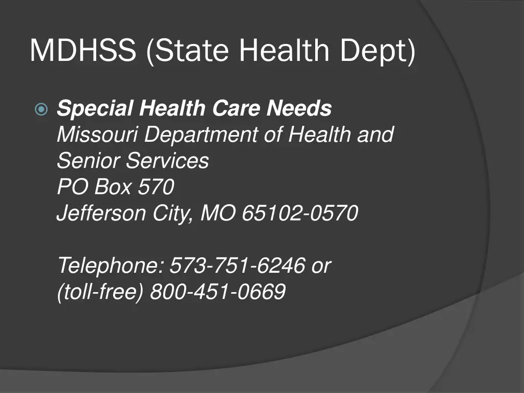 mdhss state health dept