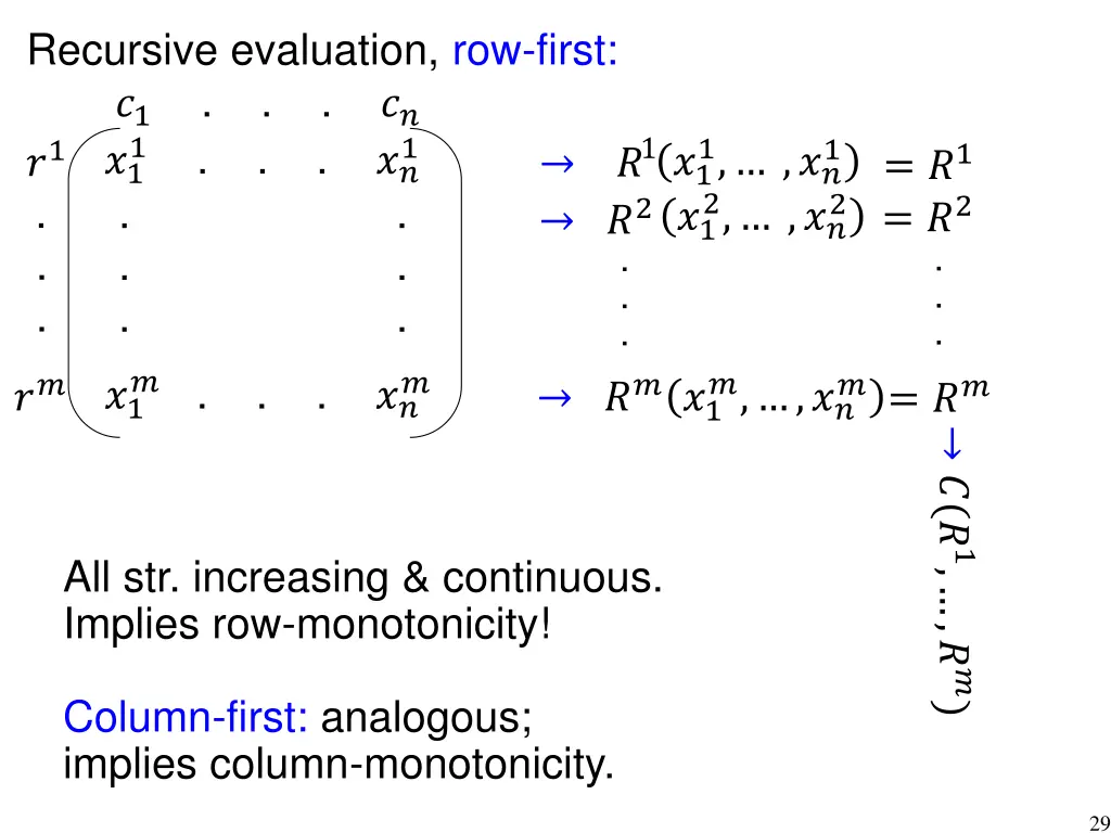 recursive evaluation row first 1 1