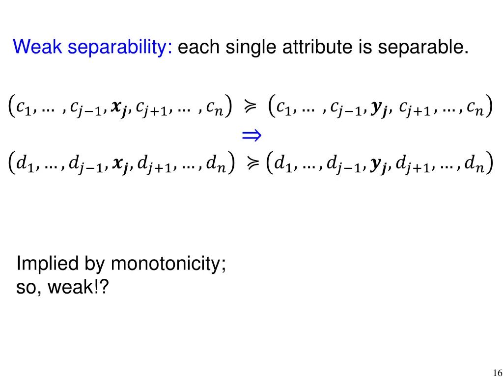 weak separability each single attribute