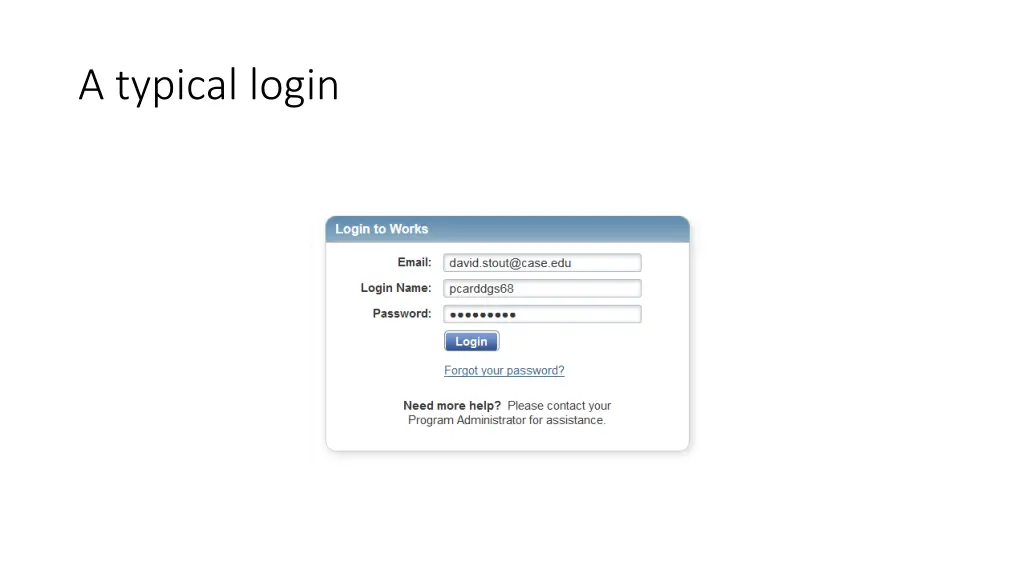 a typical login