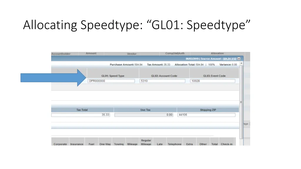 allocating speedtype gl01 speedtype