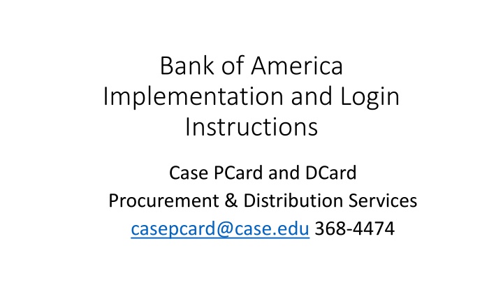 bank of america implementation and login