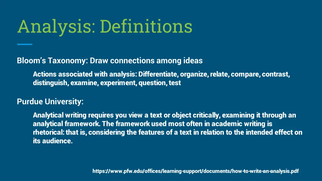 analysis definitions