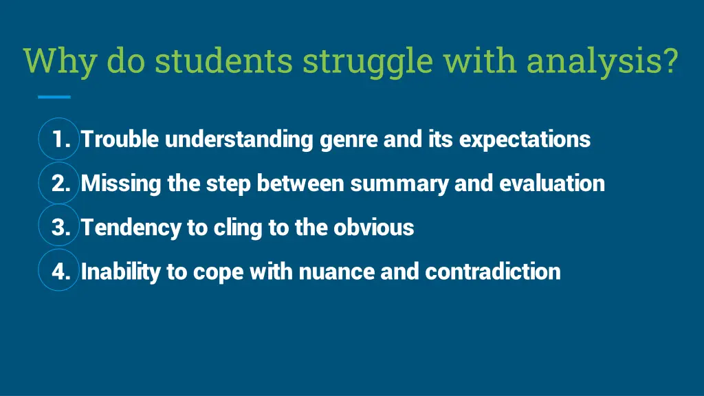 why do students struggle with analysis