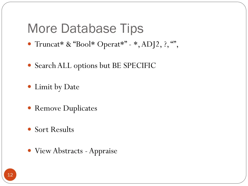 more database tips truncat bool operat adj2