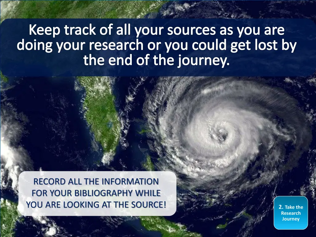 keep track of all your sources as you are doing