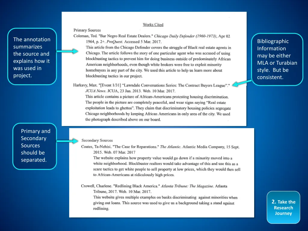 the annotation summarizes the source and explains