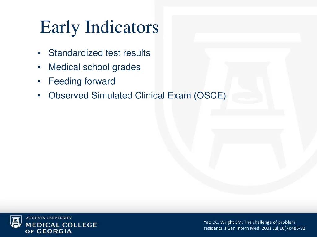 early indicators