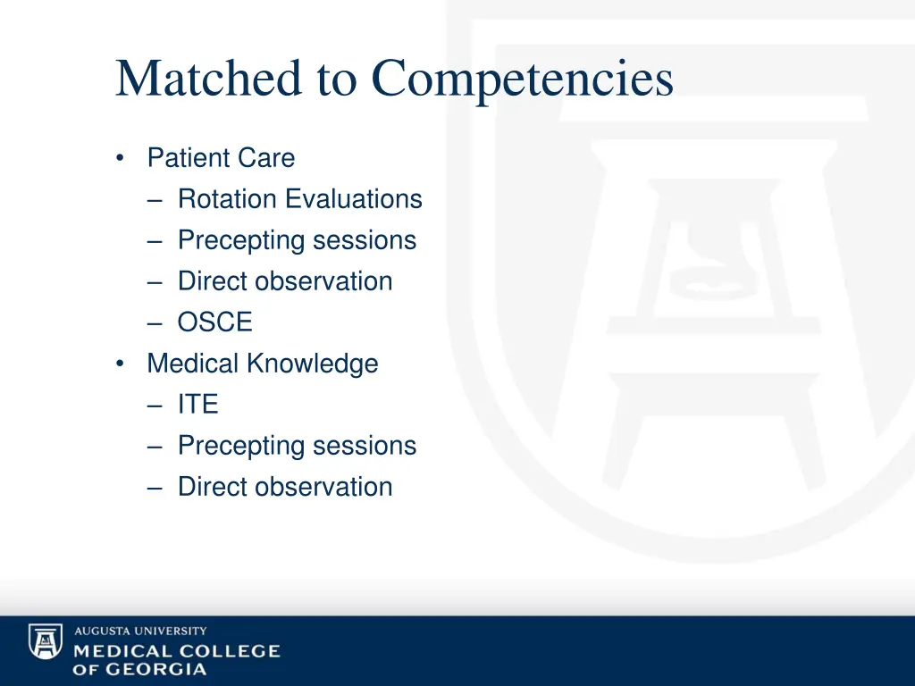 matched to competencies