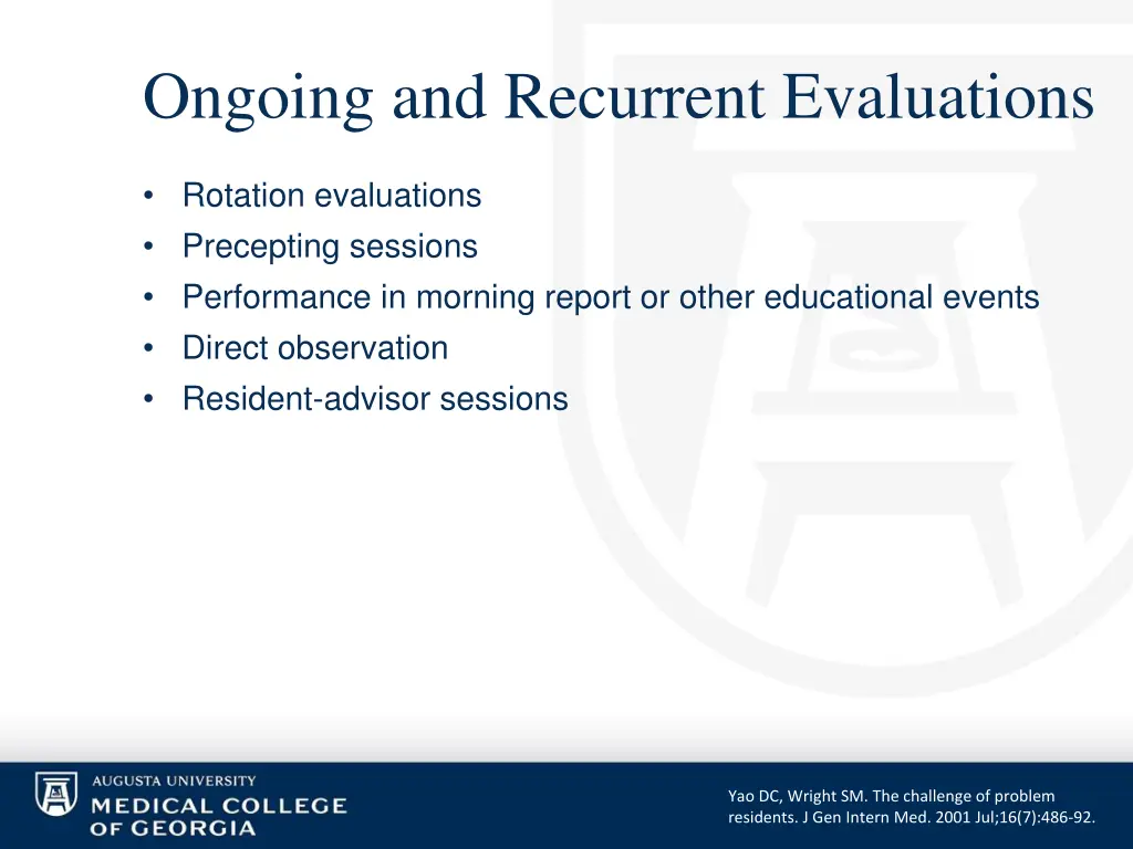 ongoing and recurrent evaluations