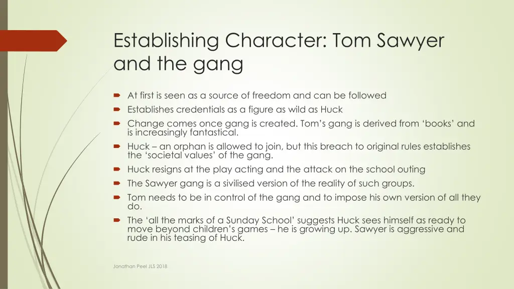 establishing character tom sawyer and the gang