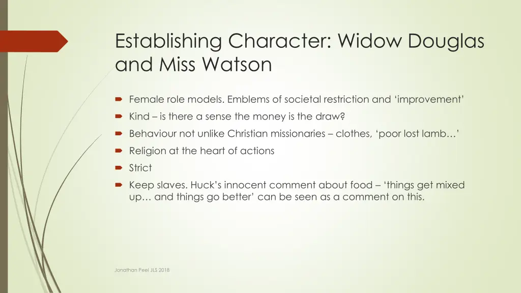 establishing character widow douglas and miss