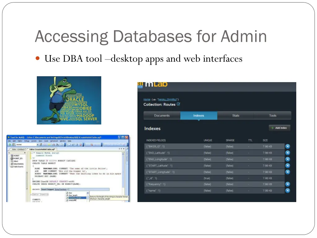 accessing databases for admin