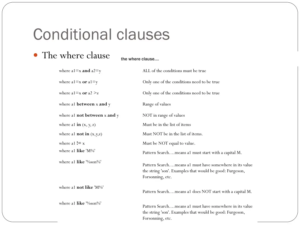 conditional clauses