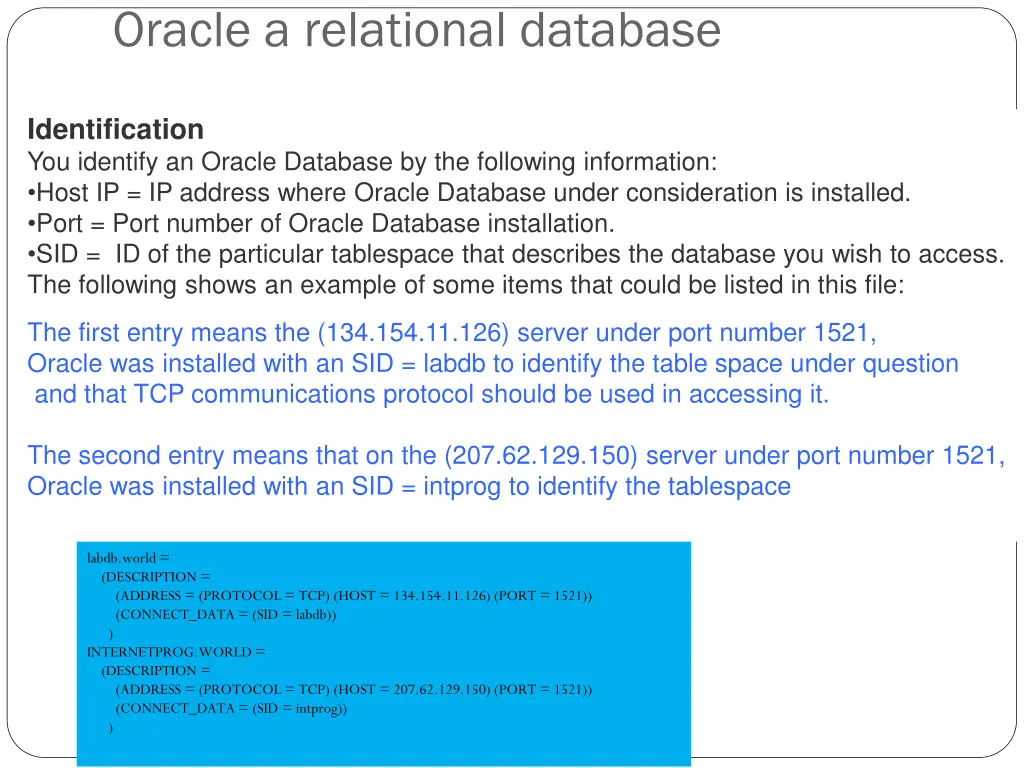 oracle a relational database