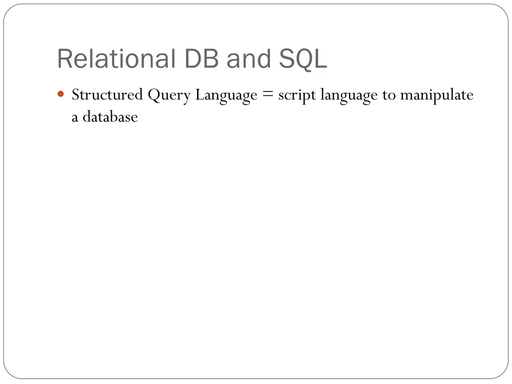 relational db and sql