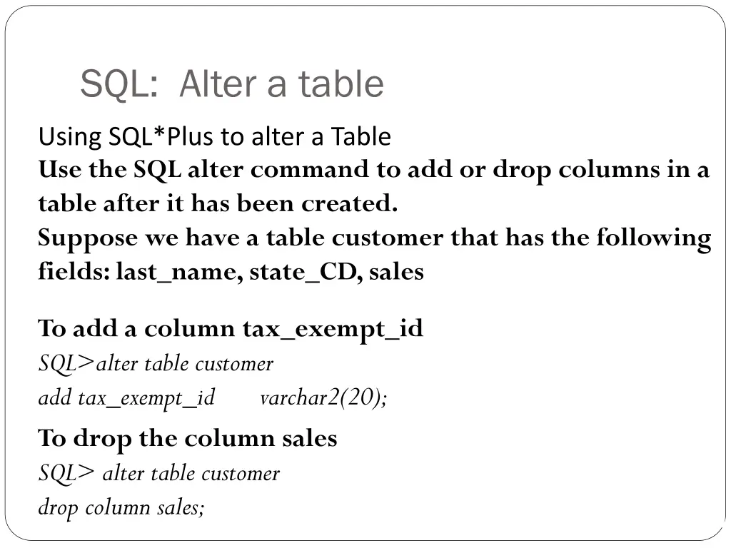 sql alter a table