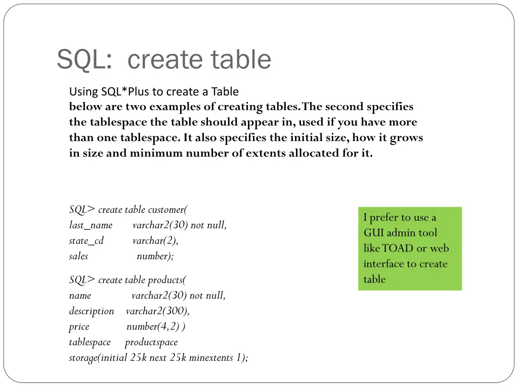 sql create table