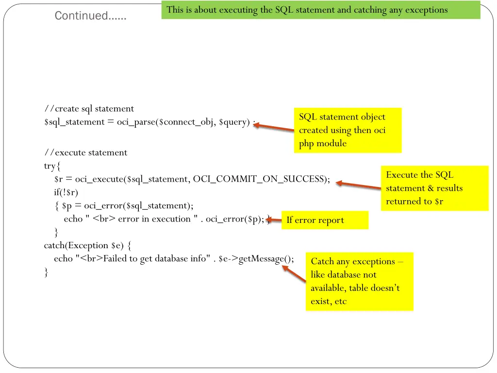 this is about executing the sql statement