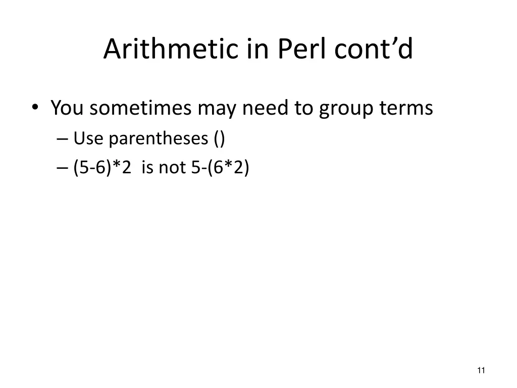 arithmetic in perl cont d