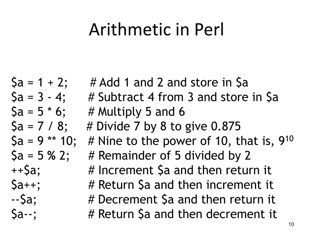 arithmetic in perl