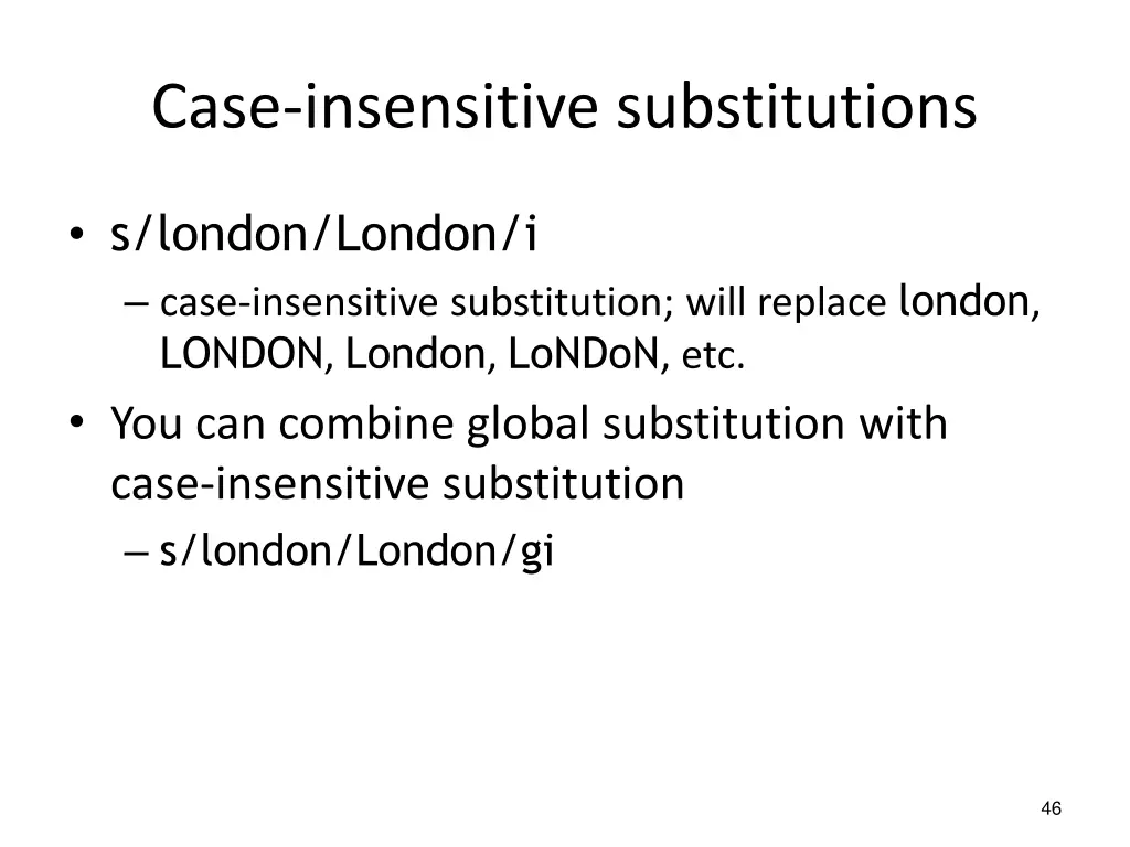 case insensitive substitutions