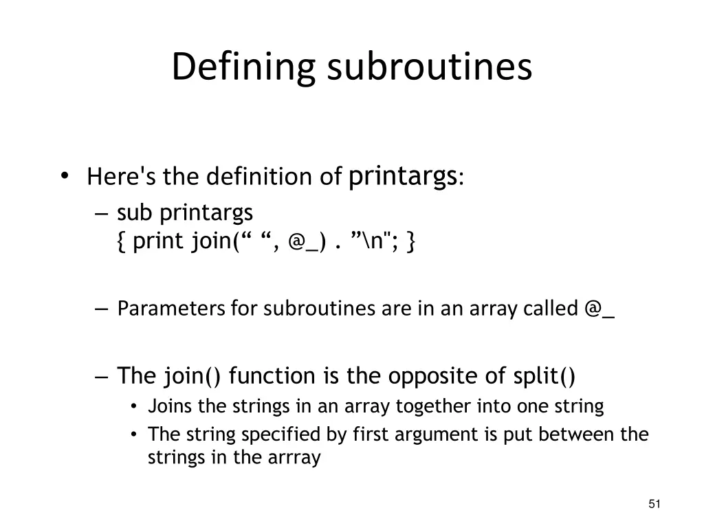 defining subroutines