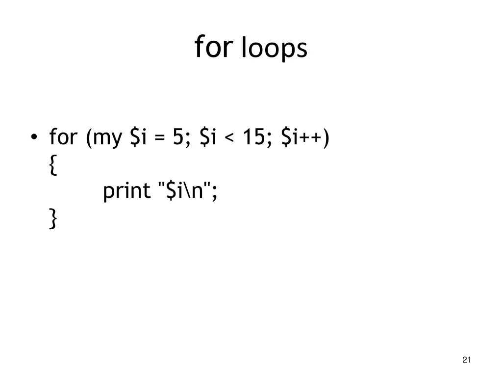 for loops